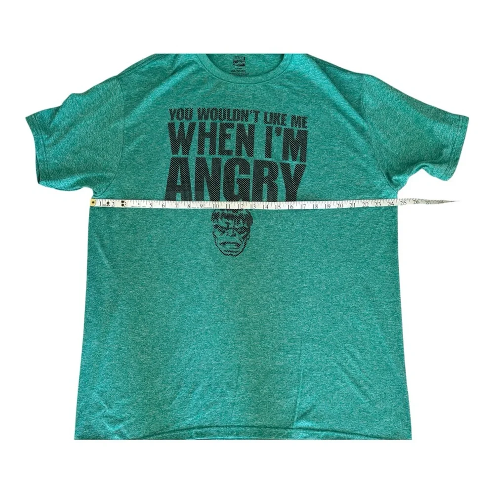 Marvel The Incredible Hulk Graphic Tee | Heather Green 2XL | "When I'm Angry" - Picture 5 of 6